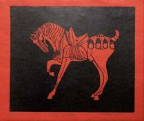 Nicholas Barnham (British, 20th/21st century), 'T'ang Horse', linocut, artist's proof, signed in