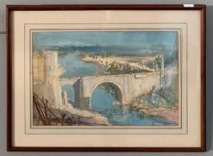 Cecil Arthur Hunt VPRWS RBA (British,1873-1965), 'The Bridge of Alcantara', Toledo, watercolour,
