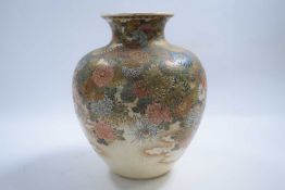 Satsuma vase of globular shape with mille fiori decoration, the base with signature in gilt, 27cm