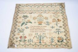 A small sampler with typical embroidery and worked by Caroline Hunt, June 24