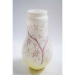 Early 20th Century glass vase, the baluster body decorated with pink flowers, 25cm high