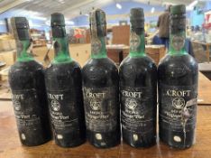 Five bottles of Croft 1970 Vintage Port, bottled 1972