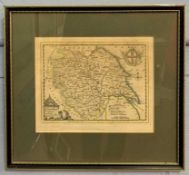 Thomas Kitchin (British,1718-1784), 'Yorkshire', hand coloured engraved map, frame mounted, framed