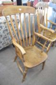 Late 19th Century elm seated windsor chair with a single H stretcher