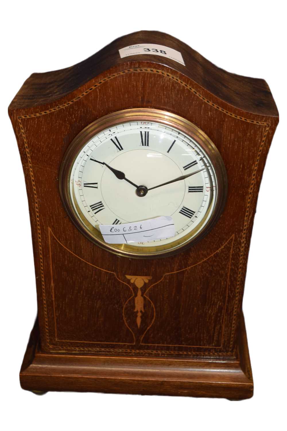 Edwardian mantel clock with inlaid decoration and French movement - Image 2 of 2