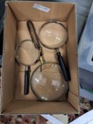 Group of three magnifying glasses