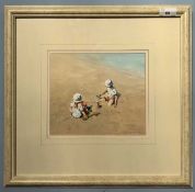 Michael J. Sanders (British, contemporary), "The Sandcastle", watercolour, signed, frame mounted,