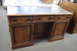 Victorian mahogany twin pedestal desk or dressing table with three doors and three drawers with