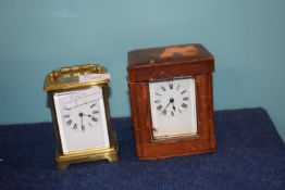 Two carriage clocks, one in original case
