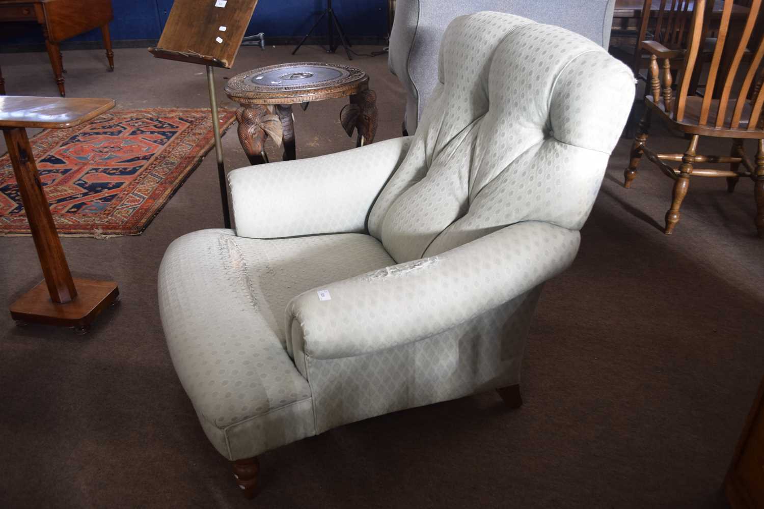 20th Century button upholstered deep seated armchair - for re-upholstery - Image 2 of 2