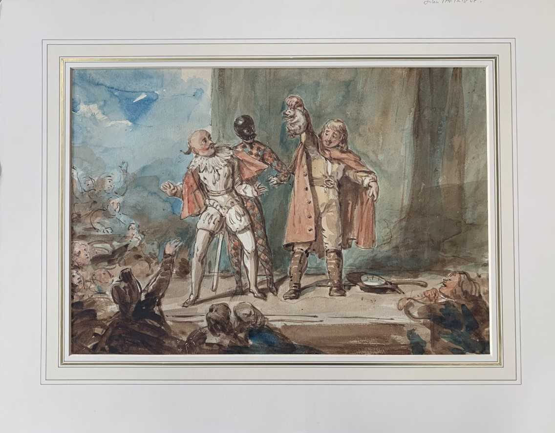 Attributed to John Bernard Partridge (British,1861-1945), theatrical scene, watercolour and - Image 3 of 3