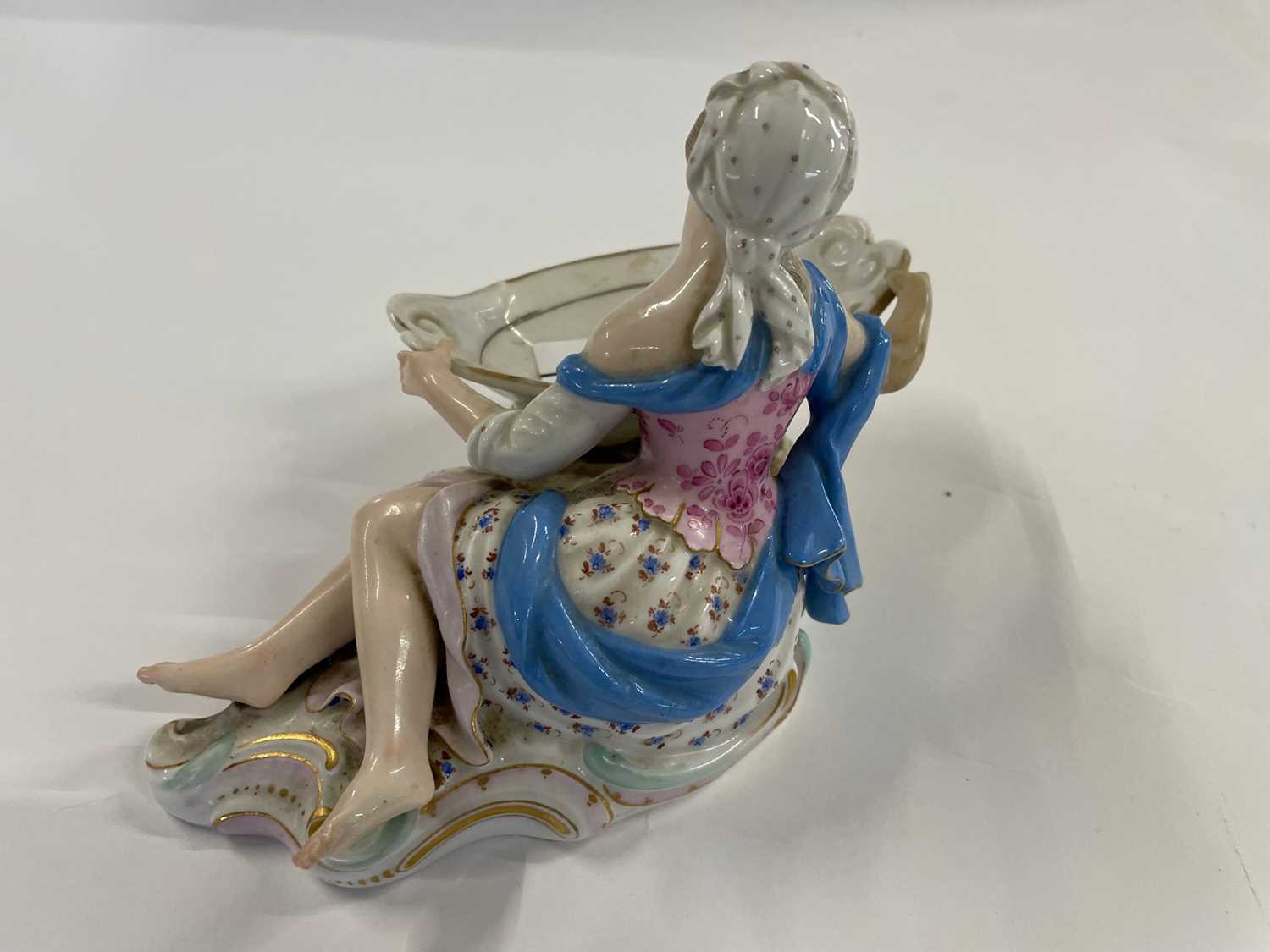 19th Century Meissen sweetmeat figure modelled as a young girl holding a tray (a/f) - Image 2 of 2