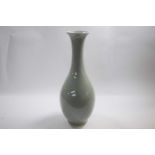 Chinese porcelain celadon ground vase with crackle ware decoration, 42cm high
