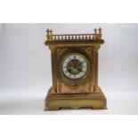 Late 19th early 20th Century brass mantel clock, 30cm high