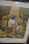 Daniel in the Den of Lions, coloured print, published John Murdoch, framed and glazed
