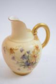 Small blush ground ewer painted with flowers possibly by Raby