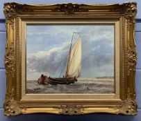 James J. Allen (British, contemporary), sail boats off the coast, oil on board, signed,15.5x19.5ins,