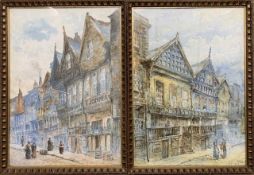 T.Fairfax (British, late 19th century), Chester street scenes, watercolours, signed, framed and