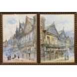 T.Fairfax (British, late 19th century), Chester street scenes, watercolours, signed, framed and