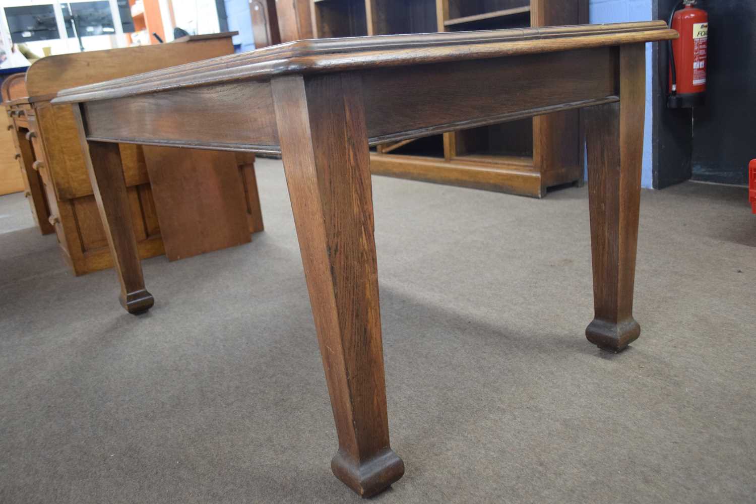 Early 20th Century rectangular oak dining table raised on tapering square legs, 152cm wide - Image 2 of 2