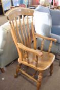 Late 19th Century elm seated windsor chair with double H stretcher