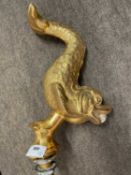 20th Century novelty tap formed as a dolphin, 39cm high maximum