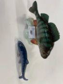 Beswick model of a perch together with a further small Royal Copenhagen model of a fish