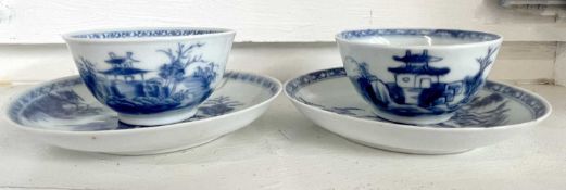 Two Nanking Cargo Teabowls and Saucers