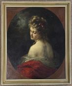 Attributed to Friedrich Pondel (German, b.1830), portrait of a lady in oval, oil on canvas,