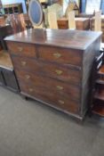 George III dark mahogany chest of two short over three long drawers raised on bracket feet, 108cm