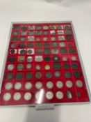 Plastic tray containing a quantity of coins, some Victorian examples (qty)