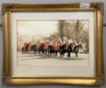 David Gilchrist (British, 20th century), 'Horse Guards on The Mall, London', watercolour and