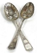 A pair of George III silver berry spoons, hallmarked for London 1799, makers mark for William Sumner