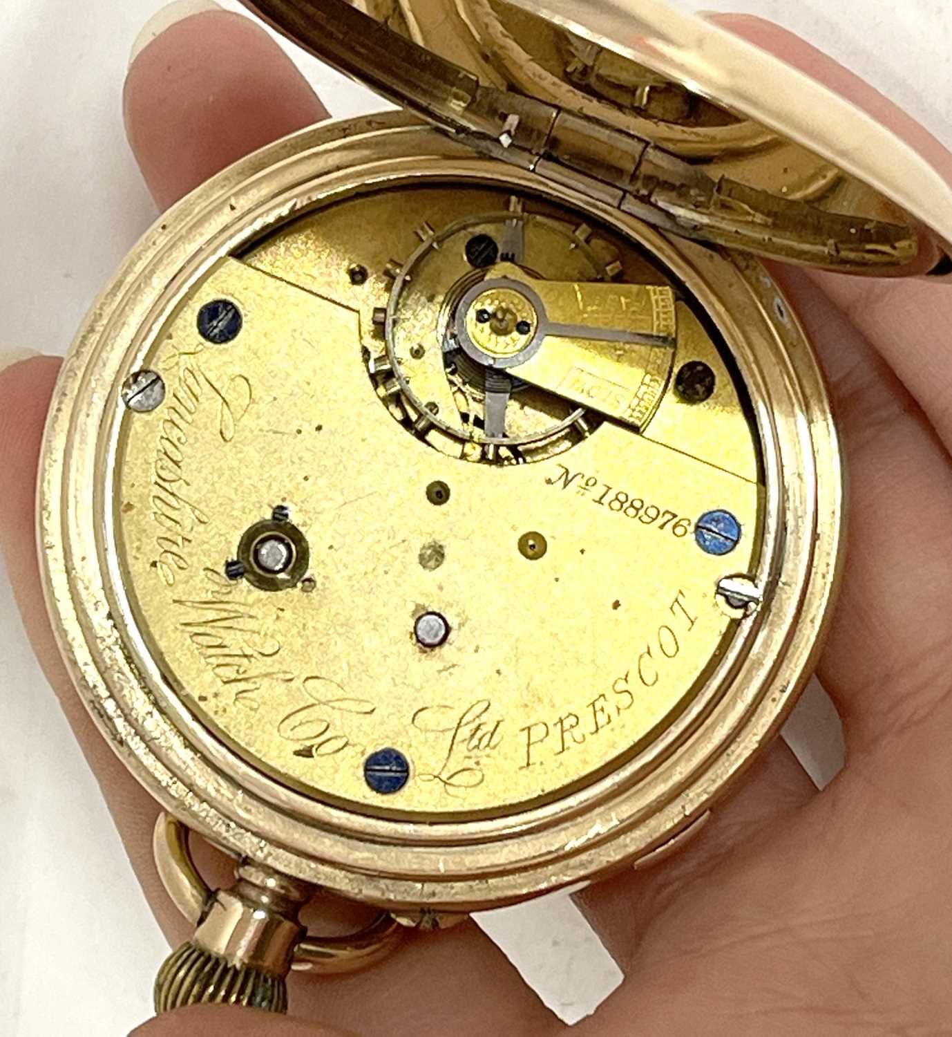 A rolled gold Lancashire Watch Company pocket watch, the watch has a manually crown wound movement - Image 7 of 7