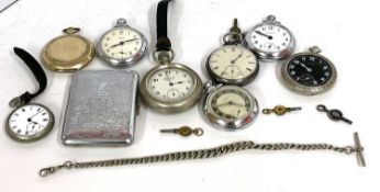 Mixed lot of various pocket watches, one of which is hallmarked for silver inside the case back,