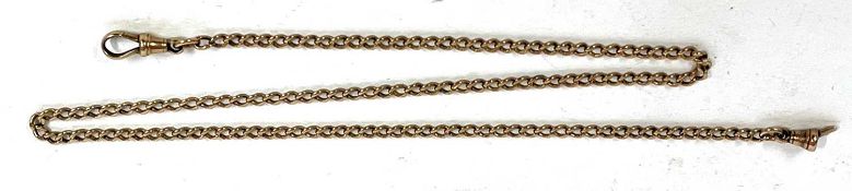 A 9ct gold pocket watch chain, the chain is hallmarked on every link for 9ct gold, gross weight