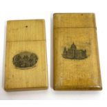 Two small Mauchline sycamore card cases (2)