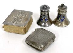 Mixed Lot: Silver vesta engraved with initials and dated 1904, a silver fronted common prayer