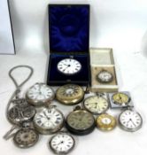 Mixed lot of pocket watches, three of which are hallmarked for silver, three are stamped fine silver