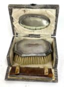 George V child's silver backed hairbrush and comb in fitted box, hallmarked for Birmingham 1926/7,