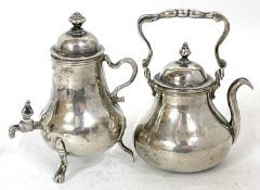 A Dutch silver miniature tea kettle, Amsterdam 1850, together with a small Samovar, Amsterdam