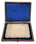 A Victorian card case with wavey edges, presentation inscription and dated 1870, hallmarked
