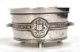 Edward VII silver open salt, the front applied with motifs "Ashborne in the County Derbs and dated