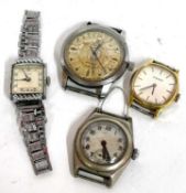 A lot of four wrist watches the makers of which are Rotary, Tissot, Titan and Cyma, (all a/f)