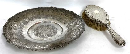 Mixed Lot: A silver backed dressing table hairbrush, Birmingham 1915 together with a Persian style