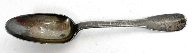 19th Century French silver tablespoon, the reverse engraved with a crest, marks possibly Paris, 20cm