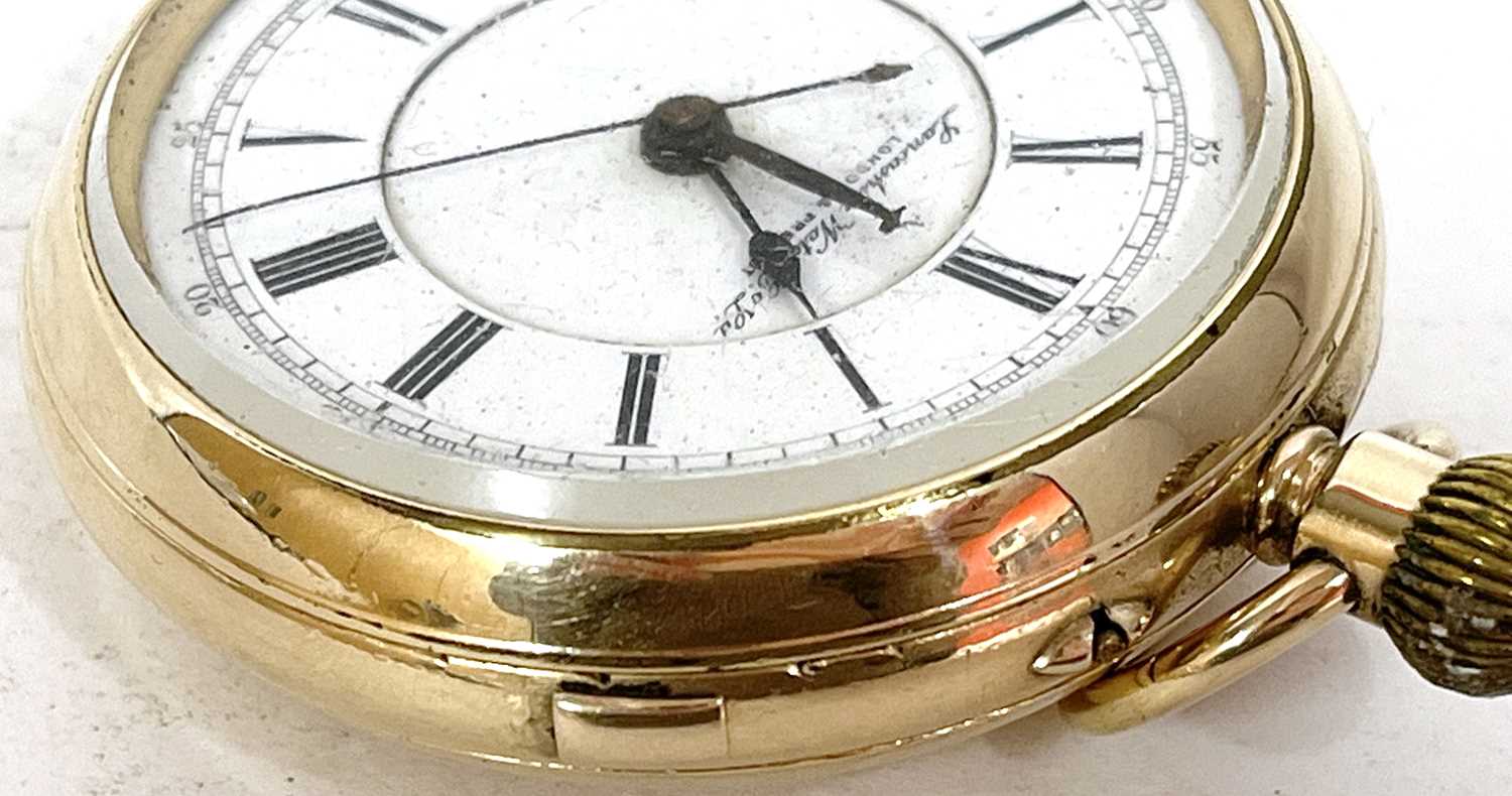 A rolled gold Lancashire Watch Company pocket watch, the watch has a manually crown wound movement - Image 3 of 7