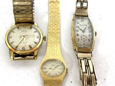 Lot of three wrist watches, one a vintage Bulova on an expanding bracelet, one Rotary and a