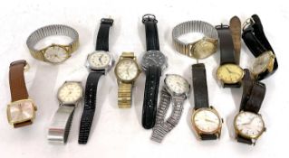 Mixed lot of various gents wrist watches, makers include a Sekonda Alarm watch, a Smiths Services