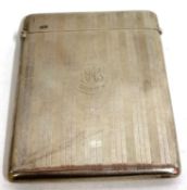 A George V card case with banded engine turned decoration, Chester 1922 by Cohen & Charles,